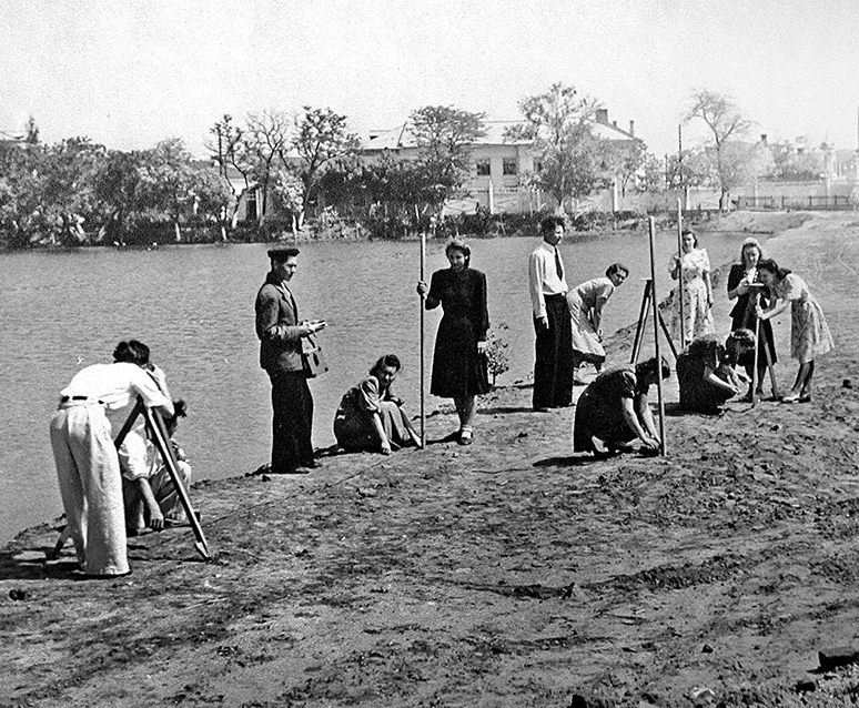  занятия по геодезии 1950-е гг